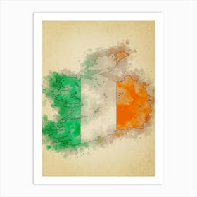 Ireland Flag Vintage Art Print