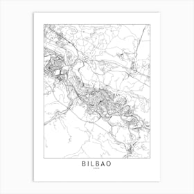 Bilbao White Map Art Print
