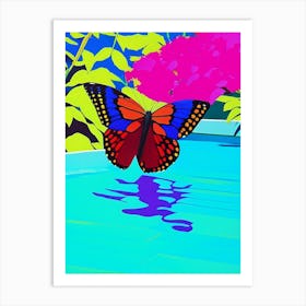 Butterfly On Flower Pop Art David Hockney Inspired 2 Art Print