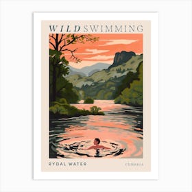 Wild Swimming At Rydal Water Cumbria 1 Poster Art Print