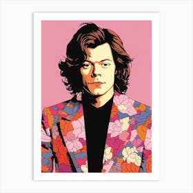 Harry Styles Pink Portrait 1 Art Print
