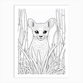 Line Art Jungle Animal Jaguarundi 1 Art Print