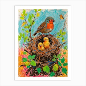 Robins In The Nest Art Print