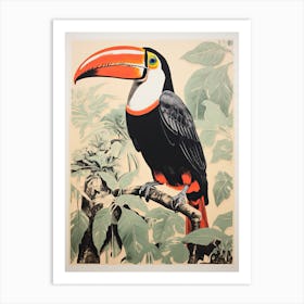 Toucan, Woodblock Animal Drawing 2 Art Print