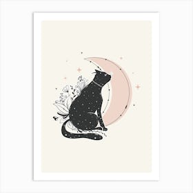 Cat On The Moon Art Print