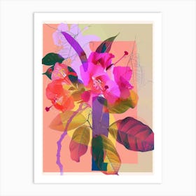 Bougainvillea 3 Neon Flower Collage Art Print