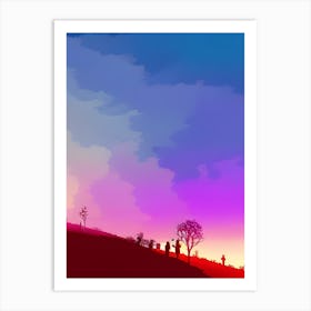 Sunset On A Hill Art Print