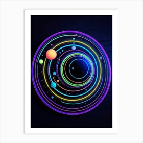 Default Neon Black Light Sgraffito Solar System 3d Illustratio 1 (9) Art Print