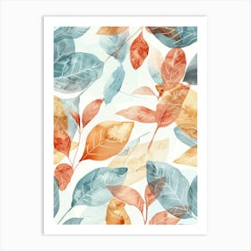 Watercolor Leaves Seamless Pattern 3 Art Print