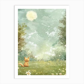 Cat In The Moonlight 7 Art Print