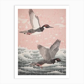 Vintage Japanese Inspired Bird Print Common Loon 2 Art Print