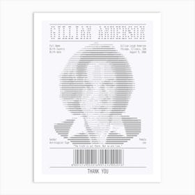 Receipt Art Gillian Anderson 1 Art Print