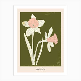 Pink & Green Daffodil 1 Flower Poster Art Print
