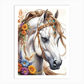 Floral Horse (36) Art Print
