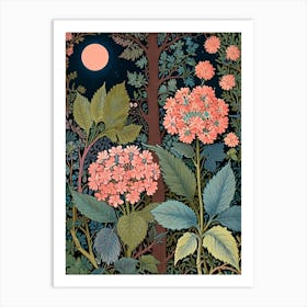 William Morris Hydrangeas At Night Art Print