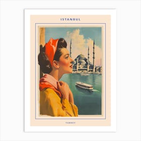 Retro Istanbul Travel Poster 4 Art Print