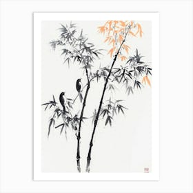 Traditional Chinese Painting Bamboo And Birds 1 Art Print