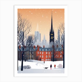 Retro Winter Illustration Glasgow United Kingdom 2 Art Print