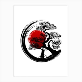 Black Japanese Enso Art Print