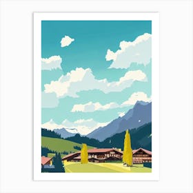 Adelboden, Switzerland Midcentury Vintage Skiing Poster Art Print
