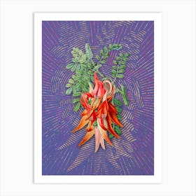 Vintage Crimson Glory Pea Flower Botanical Illustration on Veri Peri n.0920 Art Print