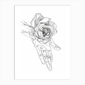 Rose In Hand Line Drawing 4 Art Print