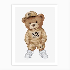 Nyc Teddy Bear.Cool-Bear-Doll-Sublimation-Bundle Art Print