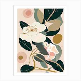 Camellia Wildflower Modern Muted Colours Art Print