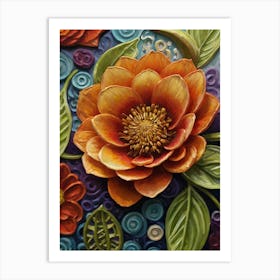 Orange And Purple Flowers Art Print