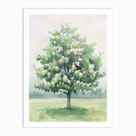 Pear Tree Atmospheric Watercolour Painting 4 Art Print