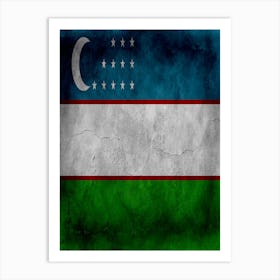 Uzbekistan Flag Texture Art Print