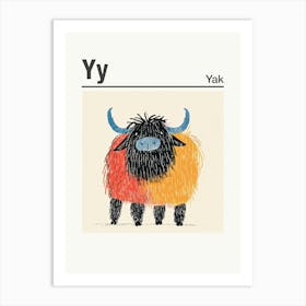 Animals Alphabet Yak 4 Art Print