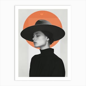 Girl in black hat Art Print