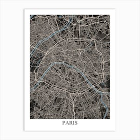 Paris Black Blue Art Print