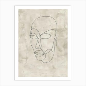 Line Drawing Of A Face Art Print