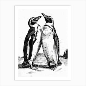 King Penguin Squabbling Over Territory 3 Art Print