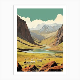 Lares Trek Peru 1 Vintage Travel Illustration Art Print