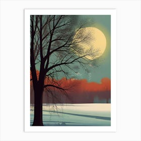 Full Moon In The Snow Art Print