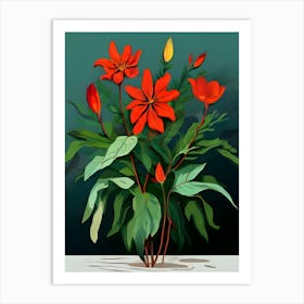 Red Flowers In A Vase Art Print