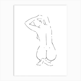 Female Body Sketch 8 Black And White Line Art Print