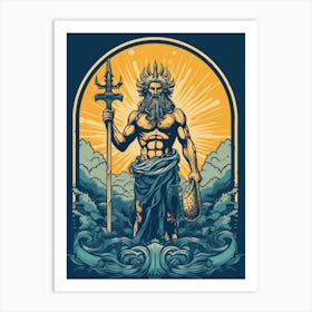 Poseidon With Trident Pop Art 3 Art Print