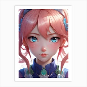 Anime Girl With Pink Hair Art Print