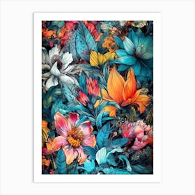 Floral Wallpaper flowers nature 1 Art Print