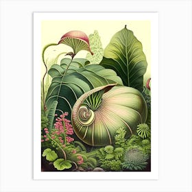 Garden Snail In Shaded Area 1 Botanical Art Print