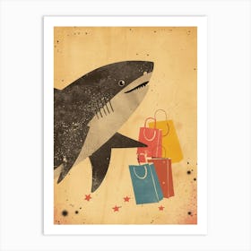 Shopping Shark Muted Pastels 2 Art Print