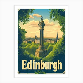 Aihrgdesign A Mid Century Modern Travel Poster For Edinburgh 3 Art Print