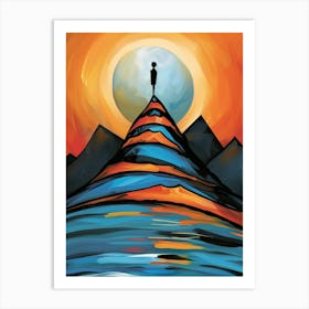 Man On Top Of Mountain Art Print