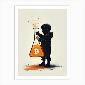 Bitcoin Child Holding Test Tube 1 Art Print