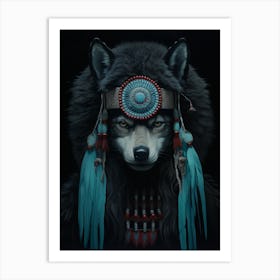 Honshu Wolf Native American Art Print