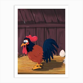 Cartoon Rooster Art Print